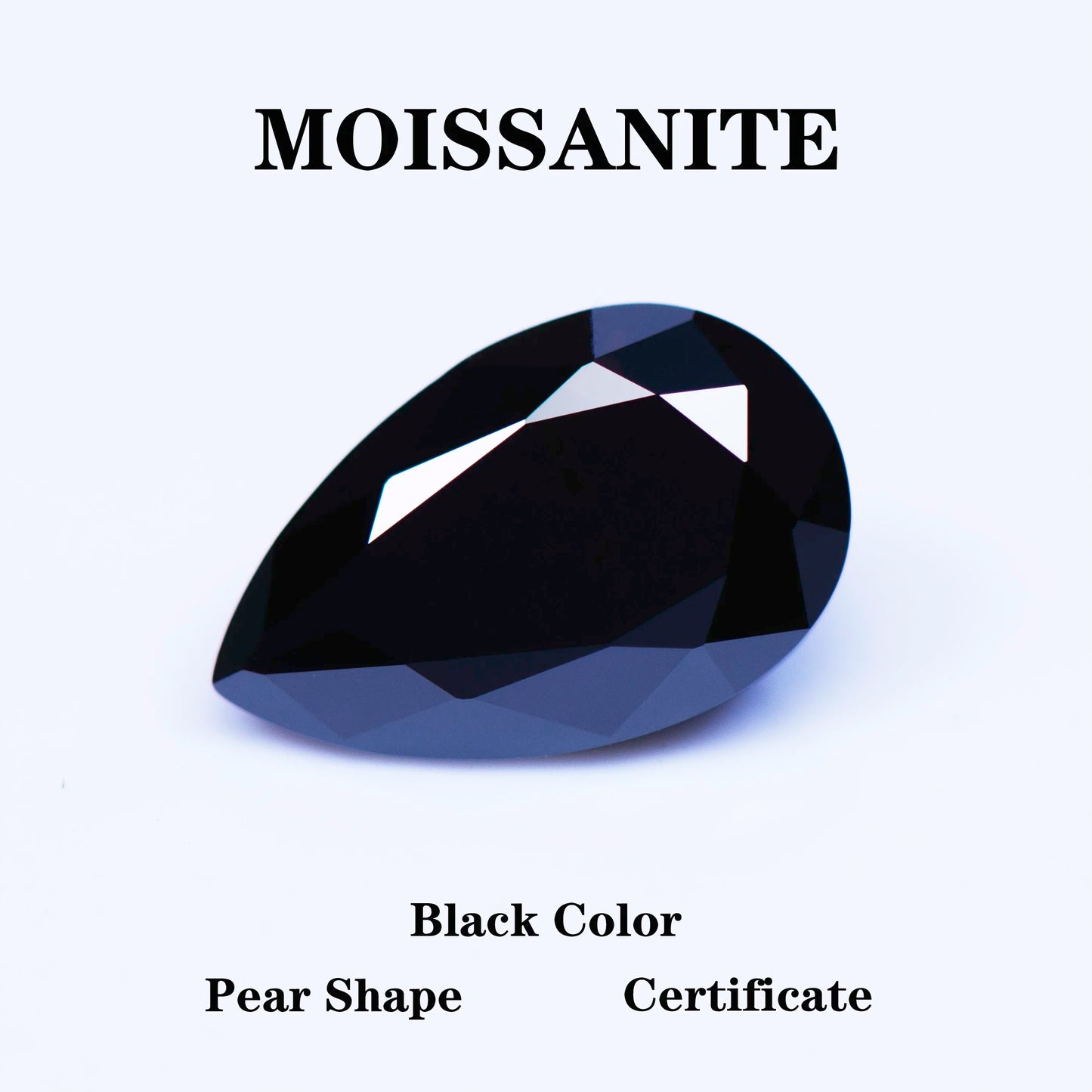 Wholesale Moissanite Stone Pear Cut Black Color 13x18mm Size DIY Charms Ring Necklace Earrings Main Materials with Certificate W