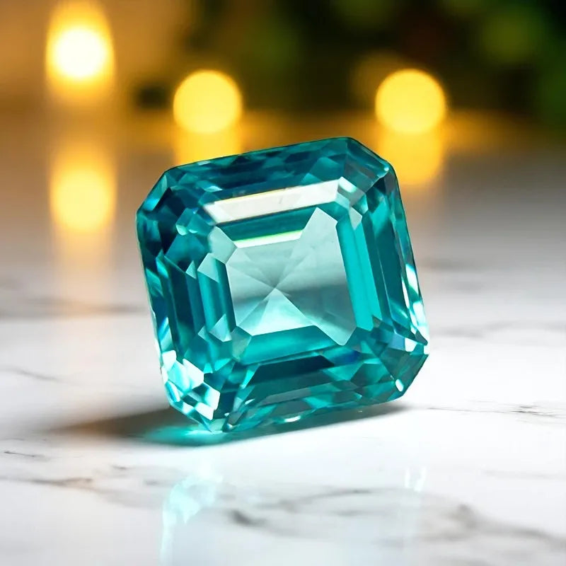 Lab Grown Paraiba Asscher Cut Charms Gemstone Extremely Shiny Quality Advanced Jewelry Making Materials AGL Certificate