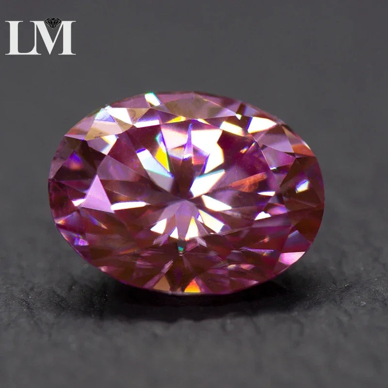 Moissanite Loose Stone Oval Cut Sakura Pink Color Lab Created Gemstone Jewelry Rings Earrings Making Comes with GRA Certificate