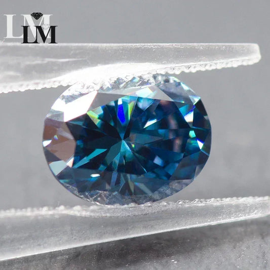 Moissanite Loose Stone Sapphire Blue Oval Cut Synthetic Lab Grown Diamond Gemstone Jewelry Making Materials with GRA Certificate