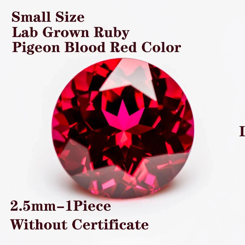 Lab Grown Ruby Pigeon Blood Red Color Round Shaped Small Size Charm Gemstone Advanced Jewelry Rings Earrings Making