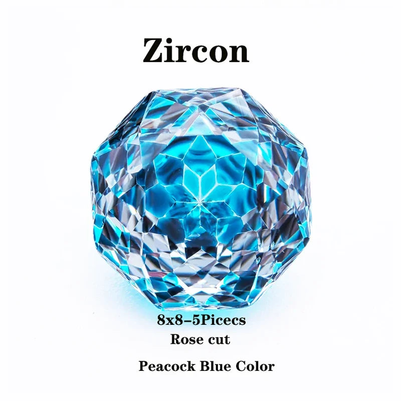 Wholesale Cubic Zirconia Rose Cut Peacock Blue Color DIY Ring Necklace Earrings Main Materials Charms Gemstone Factory Wholesale