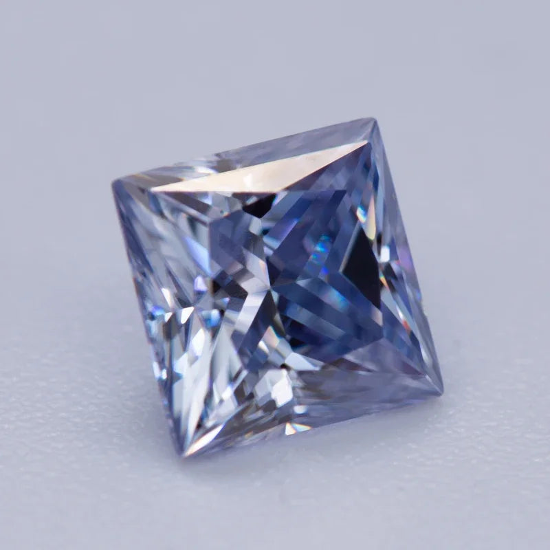 Moissanite Gemstone Princess Cut Lavender color Lab Grown Diamond Advanced Jewelry Making Materials with GRA Certificate