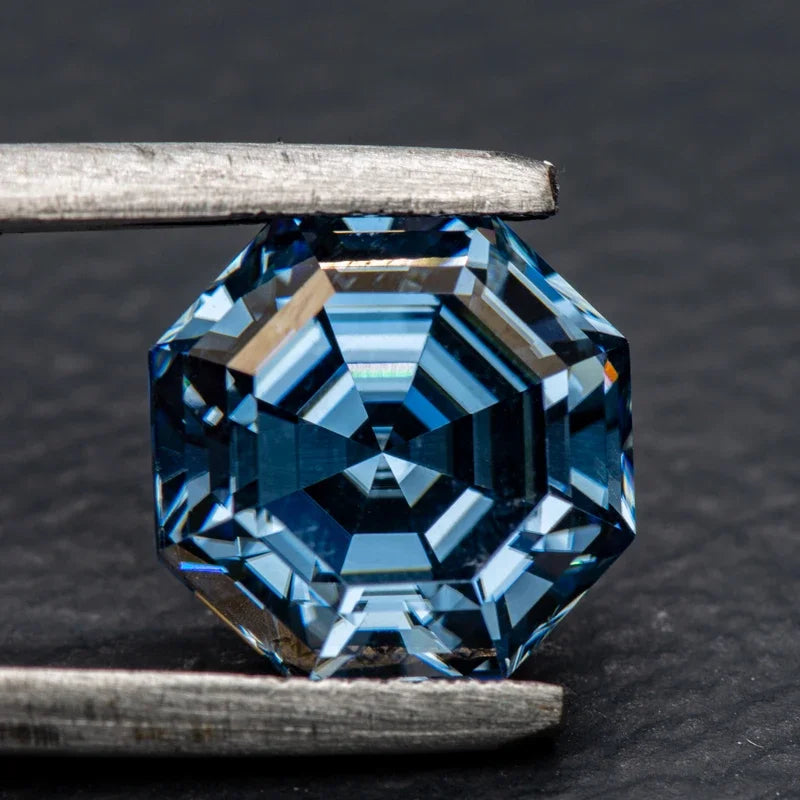 Moissanite Stone Octagonal cutting Royal Blue Primary Colors Lab Grown Gemstones with GRA Certificate Jewelry Making Materials