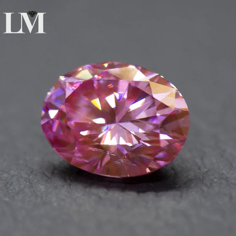 Moissanite Loose Stone Oval Cut Sakura Pink Color Lab Created Gemstone Jewelry Rings Earrings Making Comes with GRA Certificate