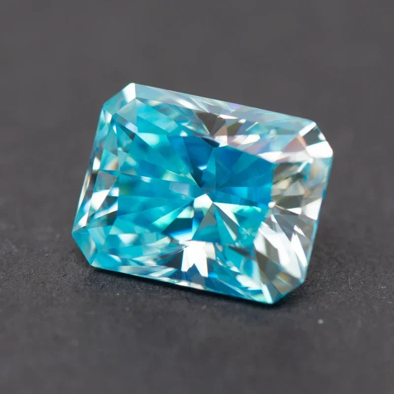 Moissanite Radiant Cut  Aquamarine Color Lab Grown Diamond for Diy Advanced Jewelry Making Materials with GRA Certificate