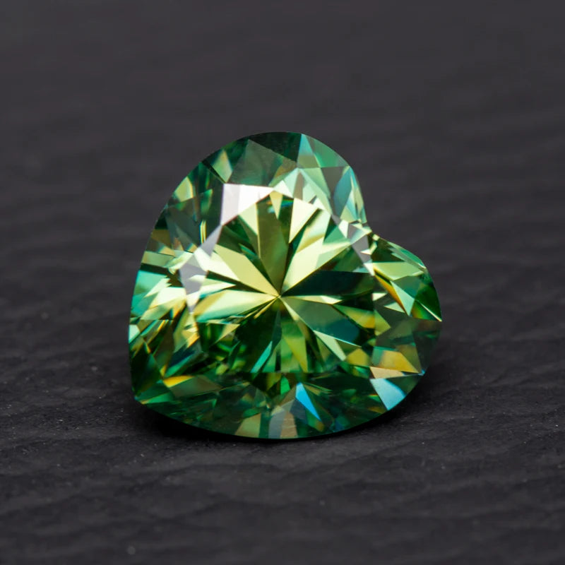 Moissanite Stone Heart Shape Natural Yellow Green Color Diamond for DIY Jewelry Making Materials with Report Charms Gemstone