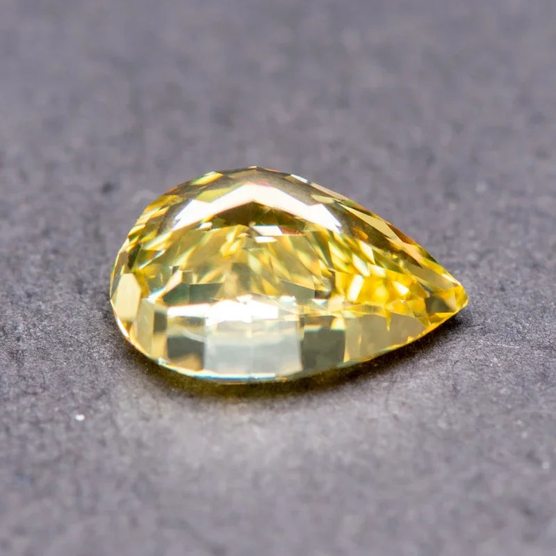 Cubic Zirconia Yellow Color Pear Shape 4k Crushed Ice Cut Charm Stones for DIY Jewelry Making Necklace Earings Main Materials