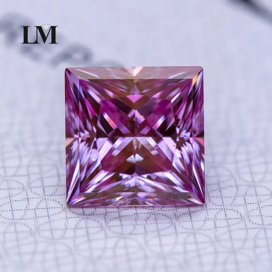 Moissanite Gemstone Princess Cut Sakura Pink color Lab Grown Diamond Advanced Jewelry Making Materials with GRA Certificate