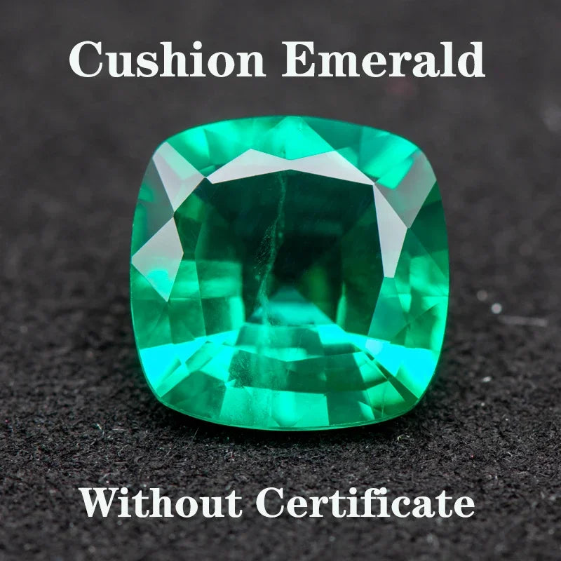 Lab Grown Colombia Emerald Cushion Charms Gemstone Extremely Shiny Quality DIY Ring Necklace Earrings Main Materials Certificate
