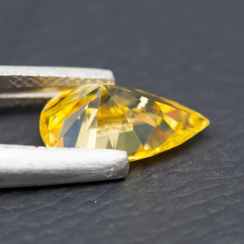 Moissanite Pear Cut Lemon Yellow Colored Pass Diamond Tester Diy Charms Advanced Jewelry Making Materials with GRA Report