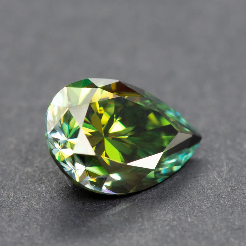 Moissanite Pear Cut Yellow Green Primary Color Lab Grown Diamond Diy Charms Jewelry Making Material with GRA Certificate