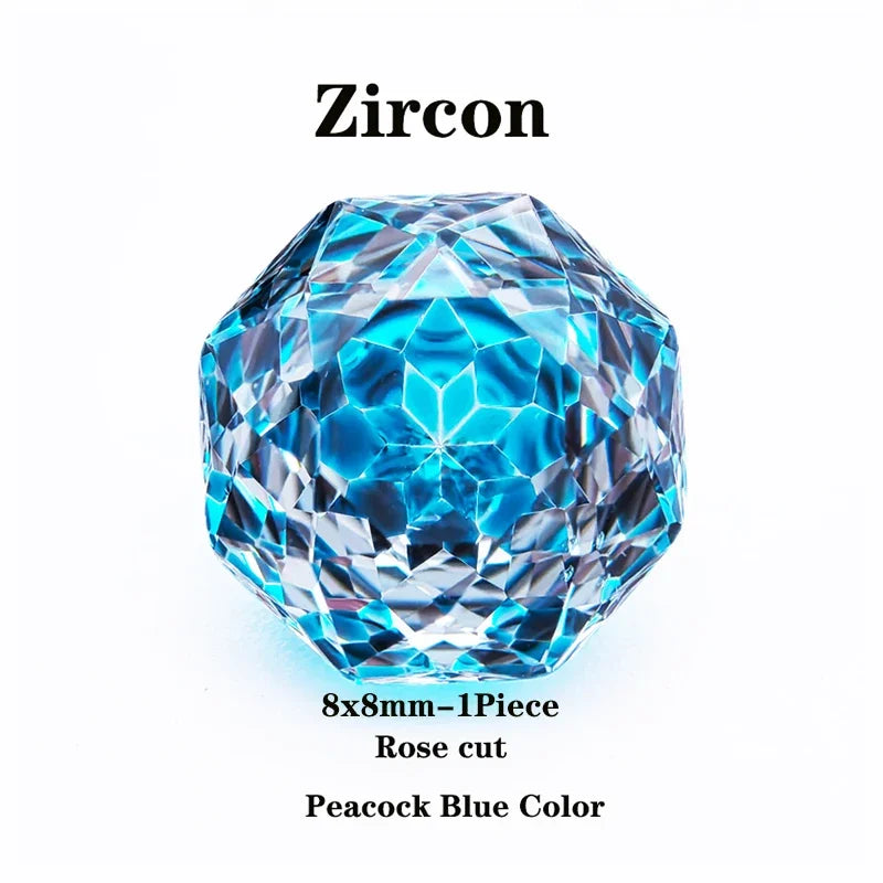 Wholesale Cubic Zirconia Rose Cut Peacock Blue Color DIY Ring Necklace Earrings Main Materials Charms Gemstone Factory Wholesale