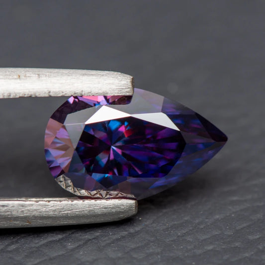 Moissanite Pear Cut Imperial Purple Colored Lab Diamond Lab Grown Gem Advanced Jewelry Making Materials with GRA Certificate