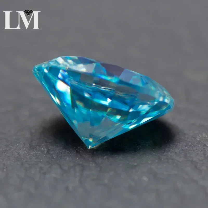 Moissanite Stone Oval Cut Sea Blue Colour Lab Grown Diamond DIY Ring Necklace Earrings Main Materials Comes with GRA Certificate