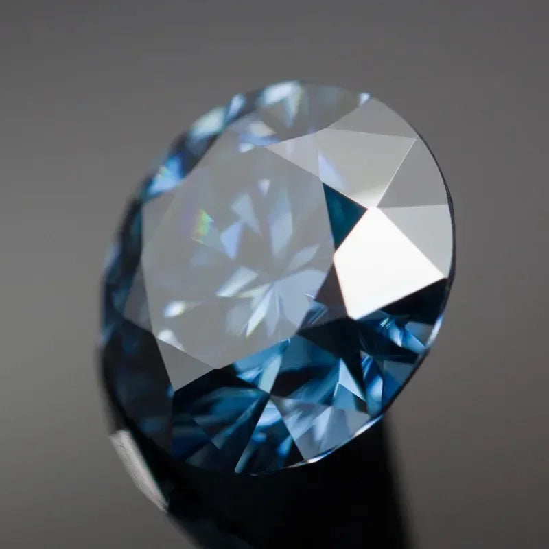 Moissanite Round Shape Royal Blue Color Wholesale Lab Grow Diamond Premium Gemstones of The Highest Quality with GRA Certifies