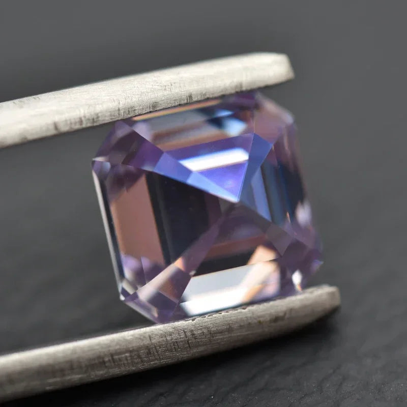Wholesale Moissanite Stone Asscher Cut Light Purple Color Extremely Shiny Quality DIY Advanced Jewelry Rings Earrings Making Cer
