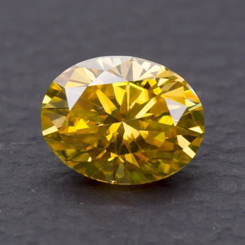 Moissanite Stone Oval Cut Golden Yellow Color Synthetic Lab Created Diamond Jewelry Making Materials Comes With GRA Certificate