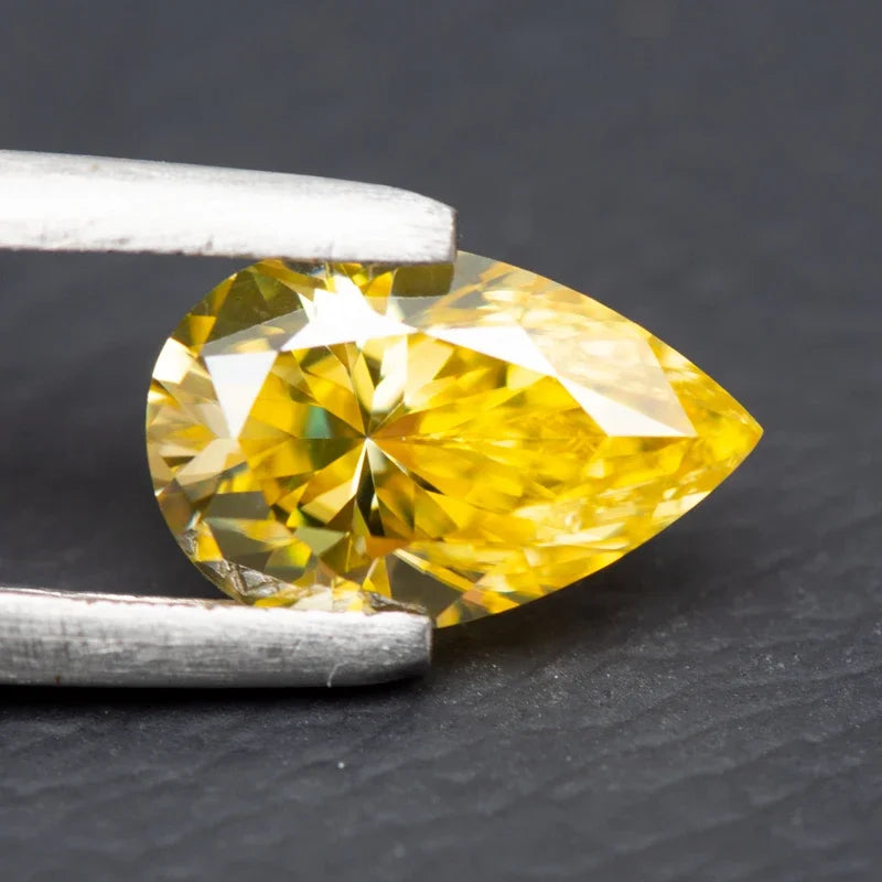 Moissanite Pear Cut Lemon Yellow Colored Pass Diamond Tester Diy Charms Advanced Jewelry Making Materials with GRA Report