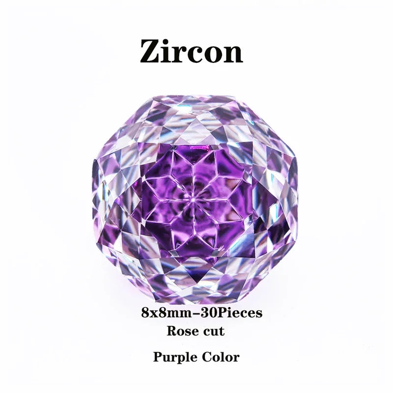 Wholesale Cubic Zirconia Rose Cut Purple Color DIY Ring Necklace Earrings Main Materials Factory Wholesale Price Charms Gemstone