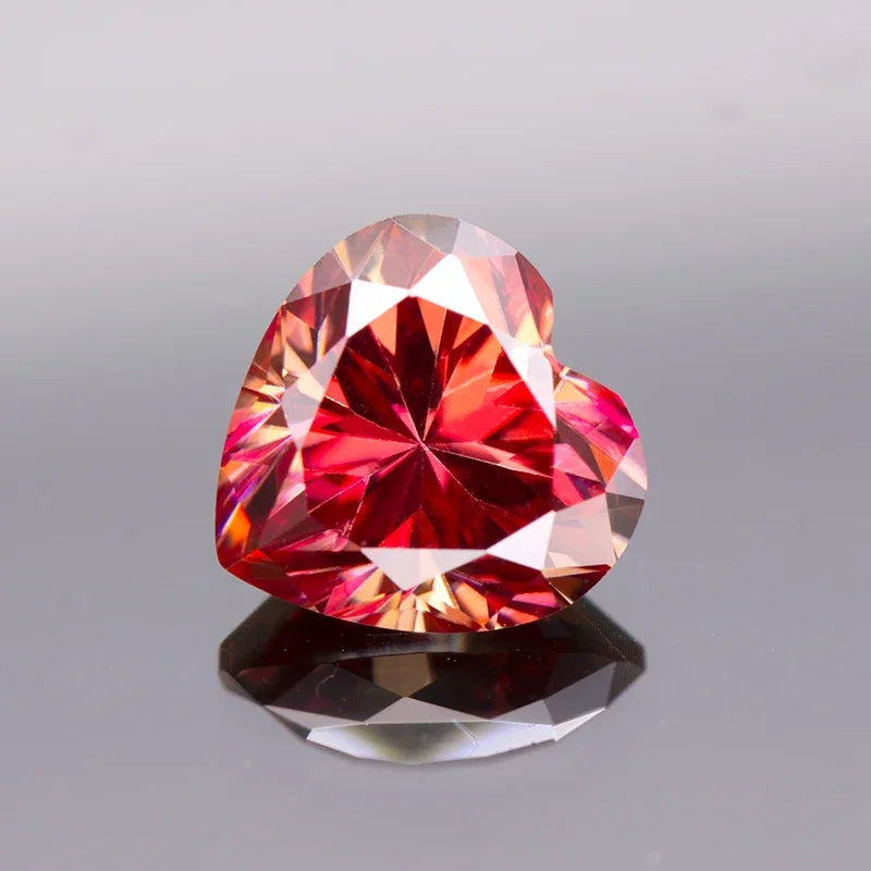 Moissanite Diamond Watermelon Red Color Heart Cut Lab Created Gemstone For Jewelry Making Materials With GRA Certificate