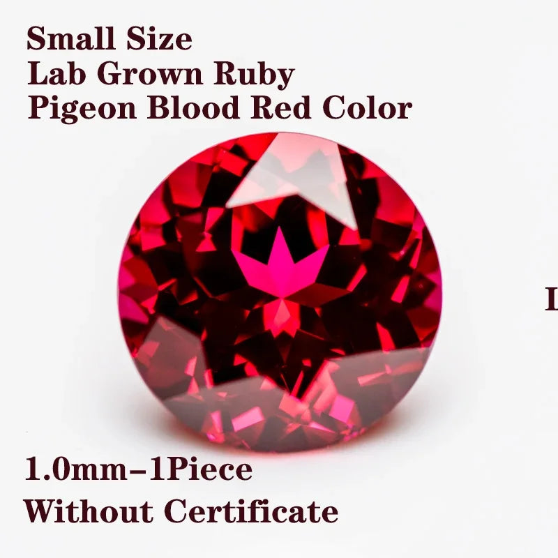 Lab Grown Ruby Pigeon Blood Red Color Round Shaped Small Size Charm Gemstone Advanced Jewelry Rings Earrings Making