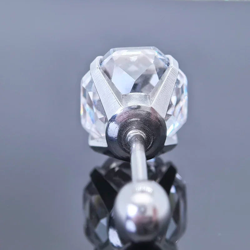 Cubic Zirconia Stainless Steel Earring Rose Cut White Color Jewelry for Women Wholesale 4 Prong Tragus Earrings