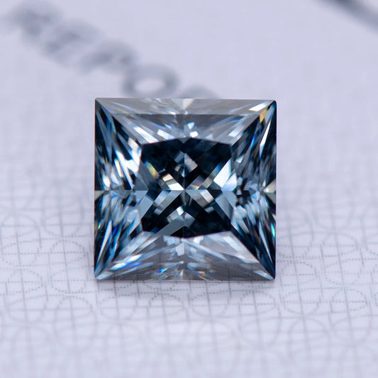 Moissanite Gemstone Princess Cut Gray color Lab Grown Diamond Advanced Jewelry Making Materials with GRA Certificate