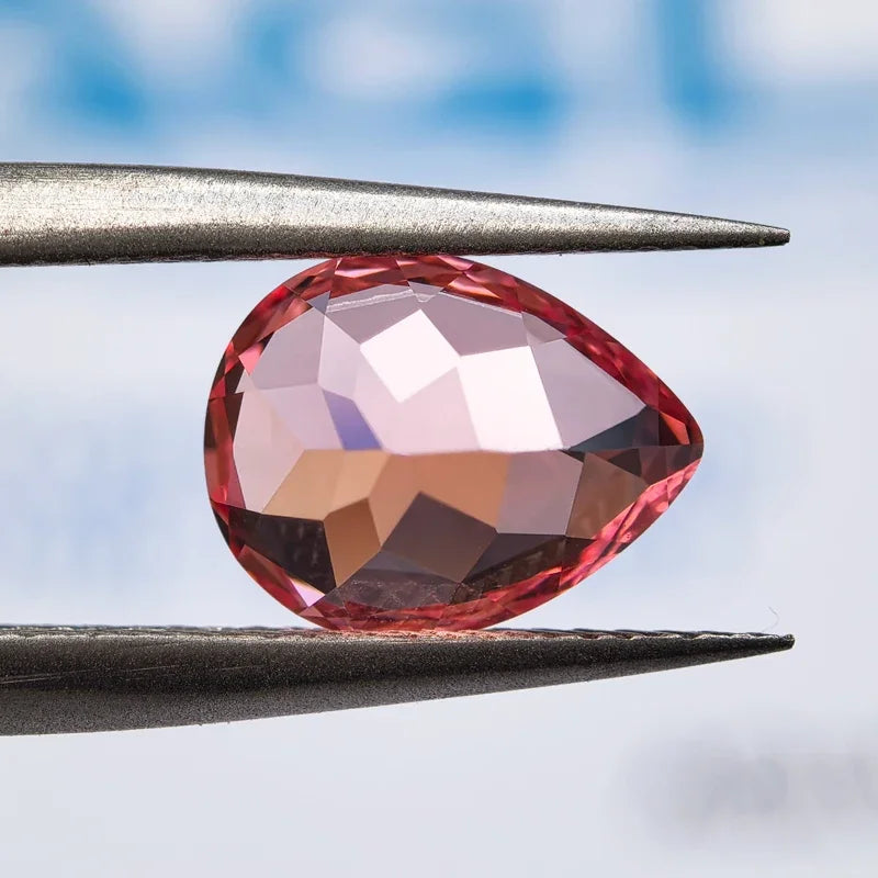 Lab Grown Sapphire Pear Shaped Red Lotus Extremely Shiny Quality DIY Ring Necklace Earrings Main Materials AGL Certificate