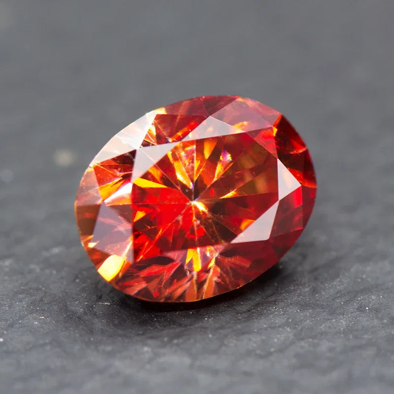 Moissanite Stone Garnet Color Oval Cut Lab Created Diamond For Diy Jewelry Rings Earrings Making with GRA Certificate