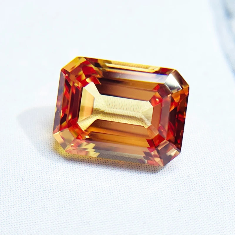 Lab Grown Sapphire Emerald Cut Orange Color DIY Jewelry Making Materials with Certificate Charms Gemstone Factory Wholesale