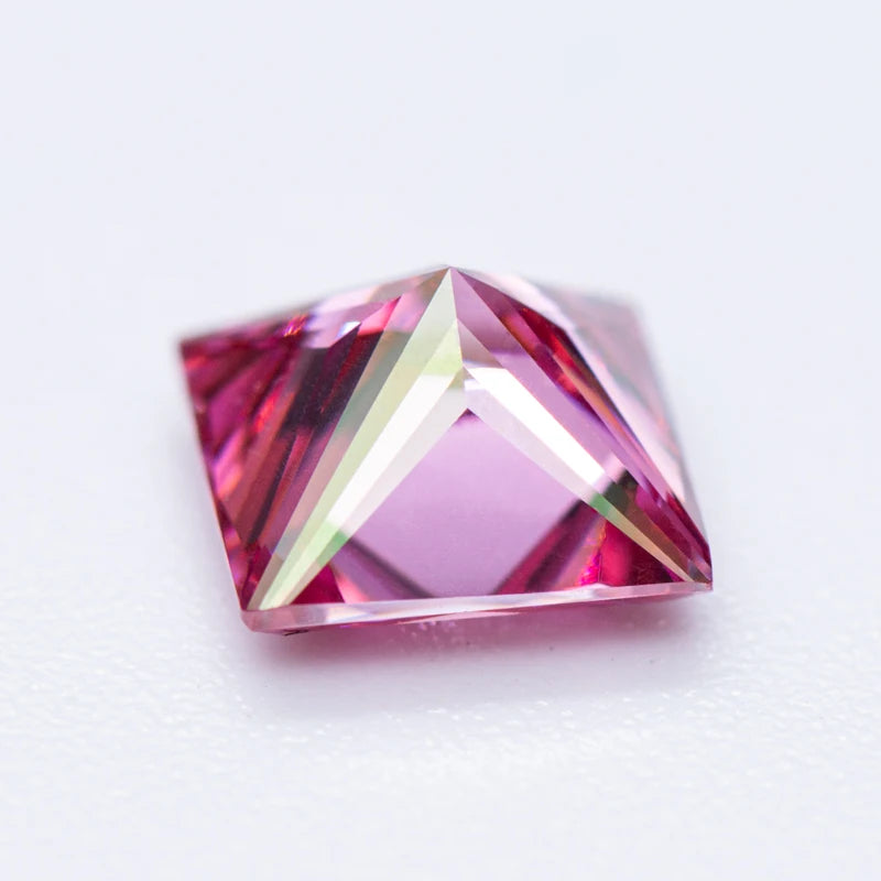 Moissanite Gemstone Princess Cut Pink color Lab Grown Diamond Advanced Jewelry Making Materials with GRA Certificate