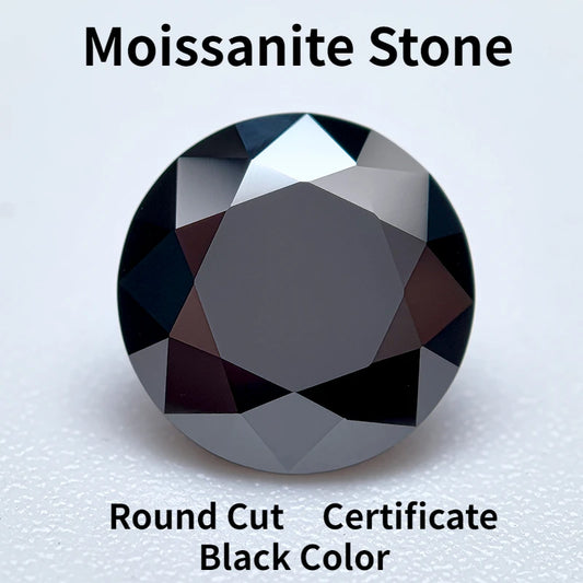 Wholesale Moissanite Stone Black Color Round Cut Lab Charms Diamond Pass Diamond Tester Making with GRA Certificate