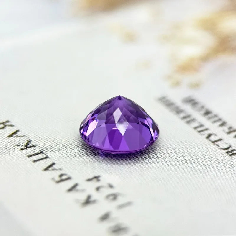 Lab Grown Sapphire Round Shape Purple Blue Color Top Quality Charm Beads for Diy Jewelry Making Rings Selectable AGL Certificate