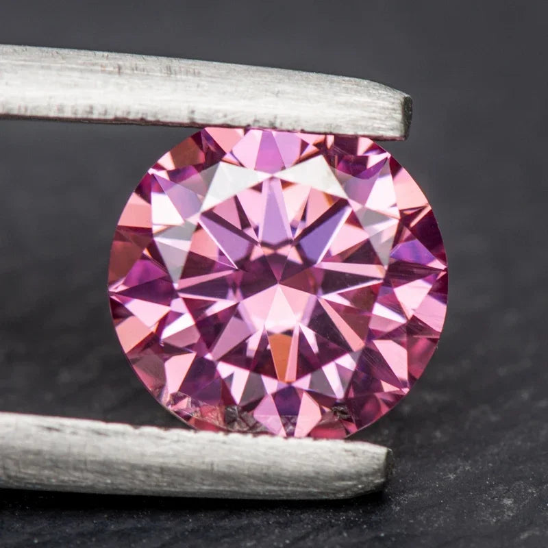 Moissanite Pink Color Round Shape 8 Hearts 8 Arrows Cutting VVS1 Loose Stone Wholesale Jewelry Making with GRA Certificate