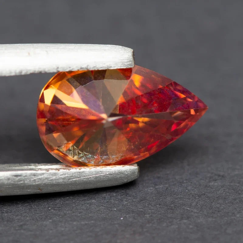 Moissanite Pear Cut Watermelon Red Colored Diy Charms Jewelry Making Materials Pass Diamond Tester with GRA Certificate