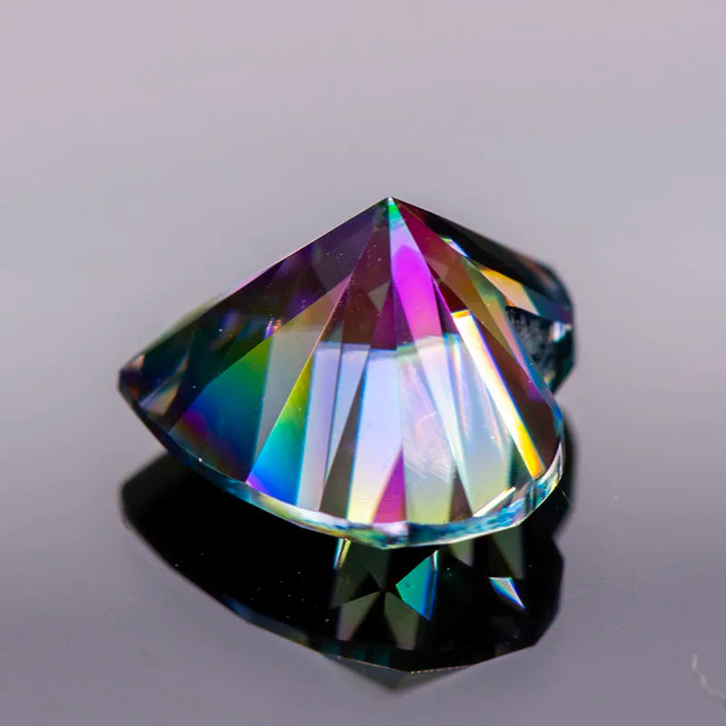 Moissanite Stone Rainbow Green Color Heart Cut Extremely Shiny Quality Advanced Charms Jewelry Rings Earrings Making Certificate