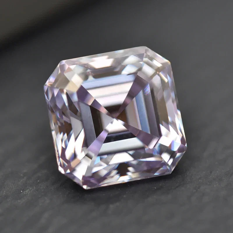 Wholesale Moissanite Stone Asscher Cut Light Purple Color Extremely Shiny Quality DIY Advanced Jewelry Rings Earrings Making Cer