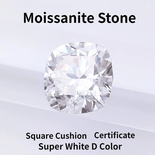 Wholesale Moissanite Stone Super White D Color Square Cushion Shape VVS1 DIY  Advanced Chamrs Jewelry Rings Making Certificate
