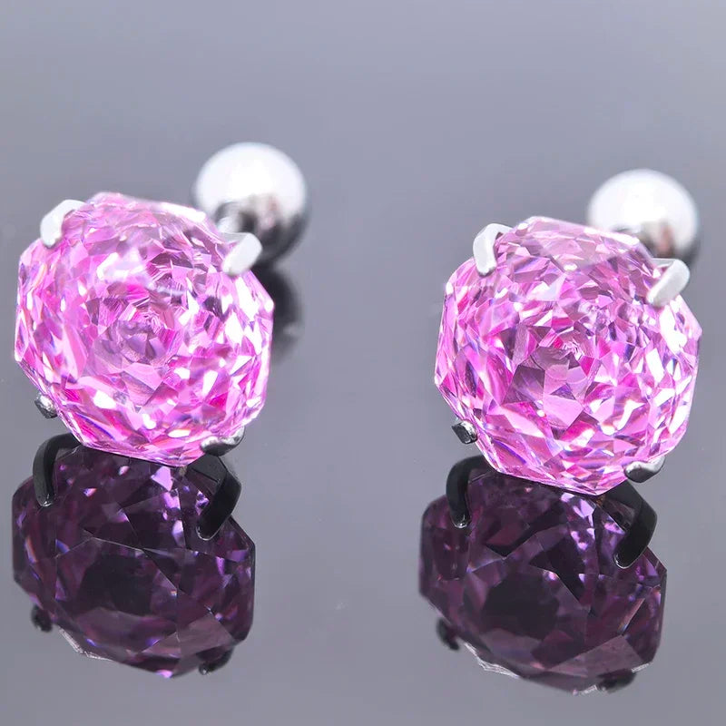 Cubic Zirconia Stainless Steel Earring Rose Cut Shangri-la Color 8.0mm Jewelry for Women Wholesale 4 Prong Tragus Earrings