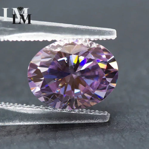 Moissanite Stone Oval Cut Light Purple Colour Lab Grown Synthetic Diamond Jewelry Making Materials Comes with GRA Certificate