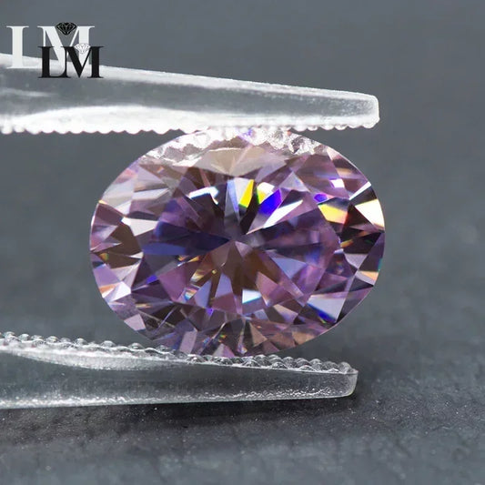 Moissanite Stone Oval Cut Light Purple Colour Lab Grown Synthetic Diamond Jewelry Making Materials Comes with GRA Certificate