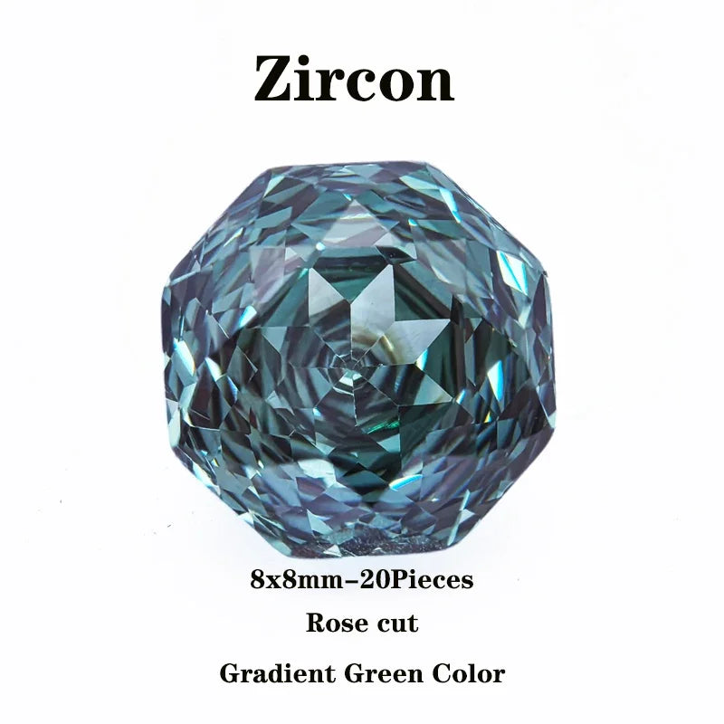 Wholesale Cubic Zirconia Rose Cut Gradient Green Color Extremely Shiny Quality DIY Charms Gemstone Bead for Diy Jewelry Making M