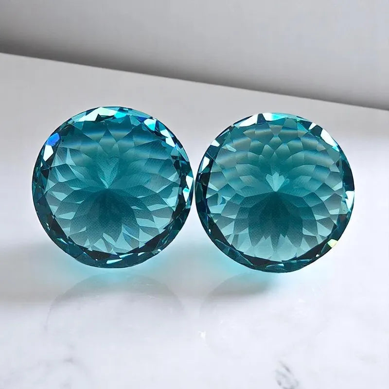 Lab Grown Paraiba Gemstones Round Shape 100 Faceted Cut Charm Beads for Diy Jewelry Making Materials Selectable AGL Certificate