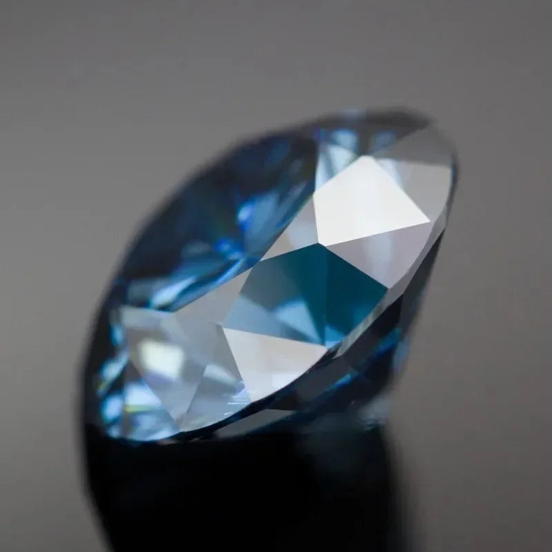 Moissanite Round Shape Royal Blue Color Wholesale Lab Grow Diamond Premium Gemstones of The Highest Quality with GRA Certifies