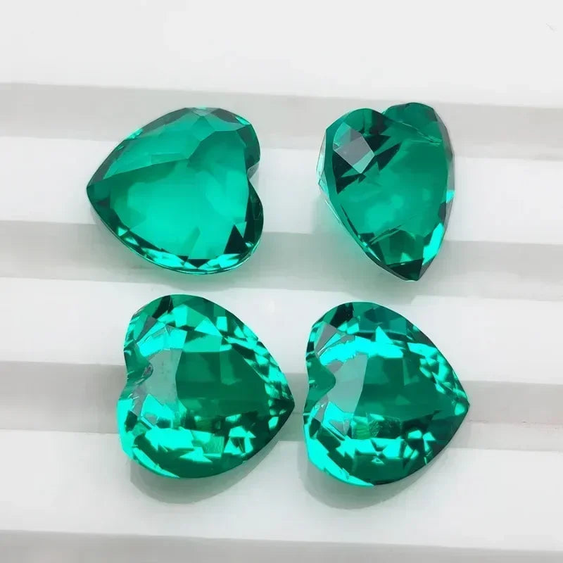 Lab Grown Colombia Emerald Green Color Heart Shape Gemstone for Diy Jewelry Earrings Making Material Selectable AGL Certificate