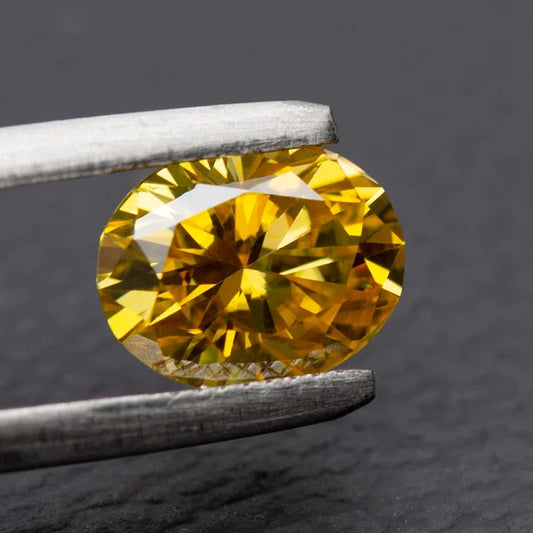 Moissanite Stone Golden Yellow Color Oval Cut Lab Created Heat Diamond DIY Jewelry Rings Earrings Making with GRA Certificate