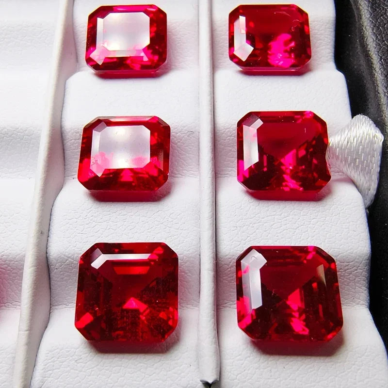 Lab Grown Ruby Pigeon Blood Red Asscher Square Shape Charm Gemstone for Diy Jewelry Making Materials Selectable AGL Certificate