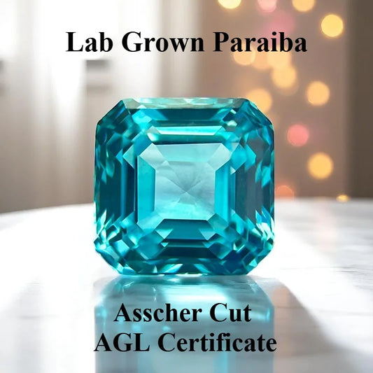 Lab Grown Paraiba Asscher Cut Charms Gemstone Extremely Shiny Quality Advanced Jewelry Making Materials AGL Certificate