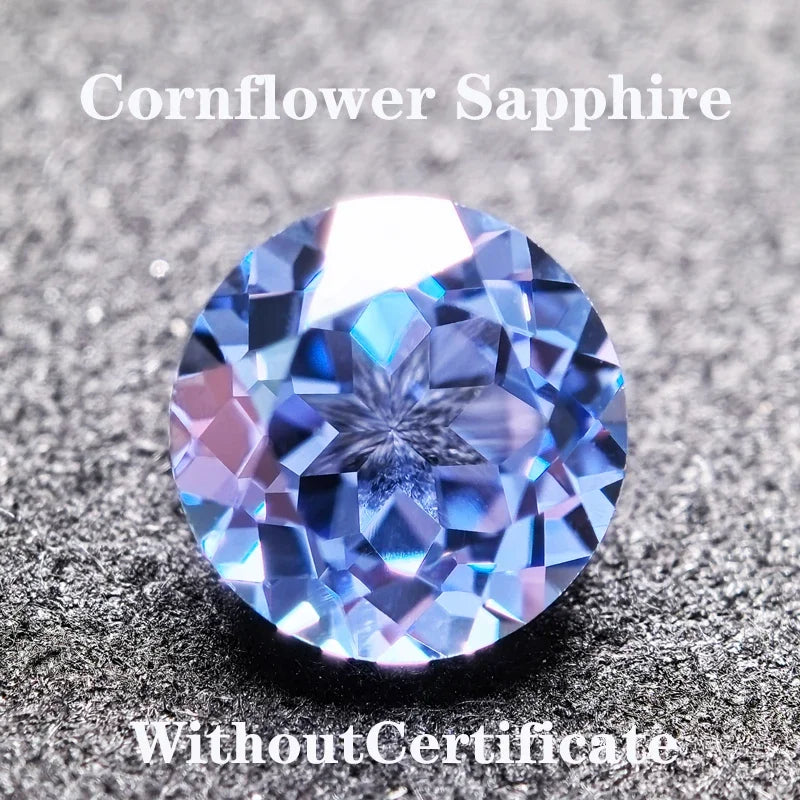 Lab Grown Sapphire Cornflower Round Shaped Extremely Shiny Quality DIY Ring Necklace Earrings Main Materials AGL Certificate